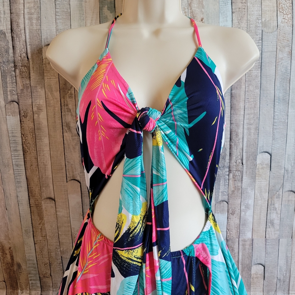 NWT Tropical print skirted romper